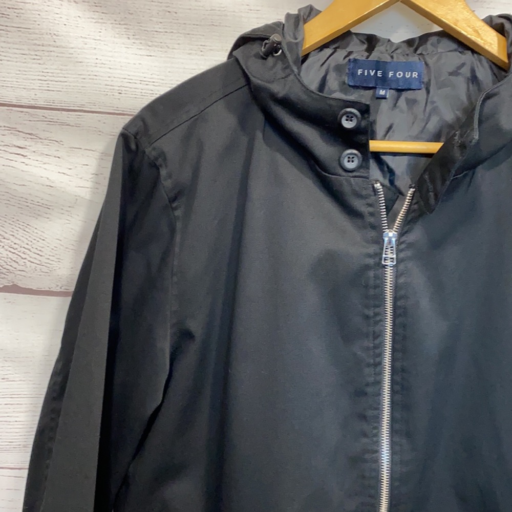 Men's black Five Four brand hooded jacket - zip front with pockets Medium - Picture 5 of 10
